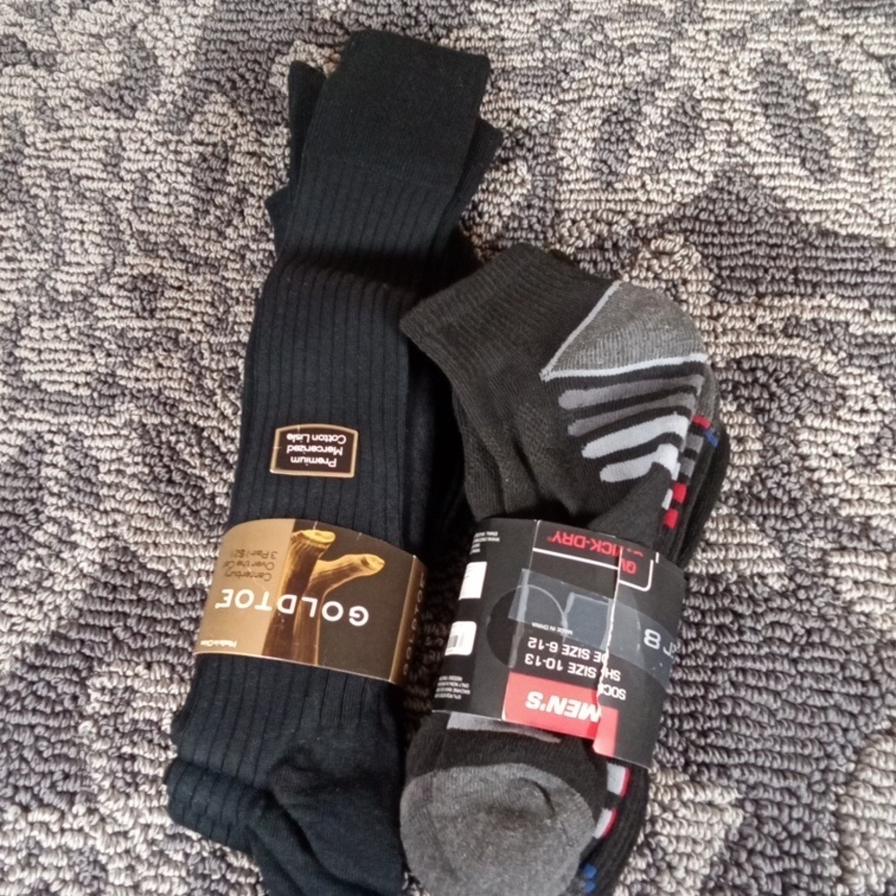 Gold Toe Men's Black Socks N Layer 8 Ankle Socks Mens Size Shoe 6-12